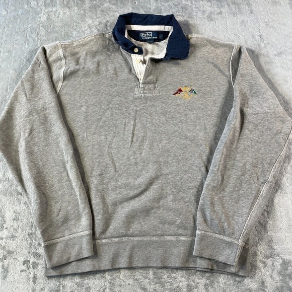 Vintage Polo Ralph Lauren Sweatshirt Mens XL Cross Flags 90s Anniversary‎ Luxury - Picture 1 of 12